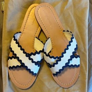 Colorblock Piper Flat Sandals in Magnolia White